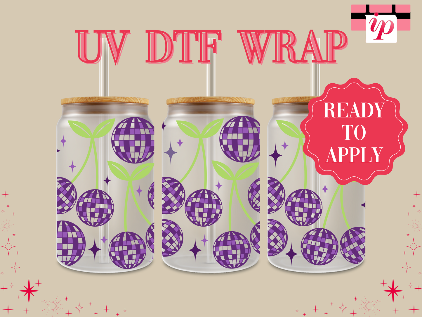 Disco Cherries UV DTF Wrap
