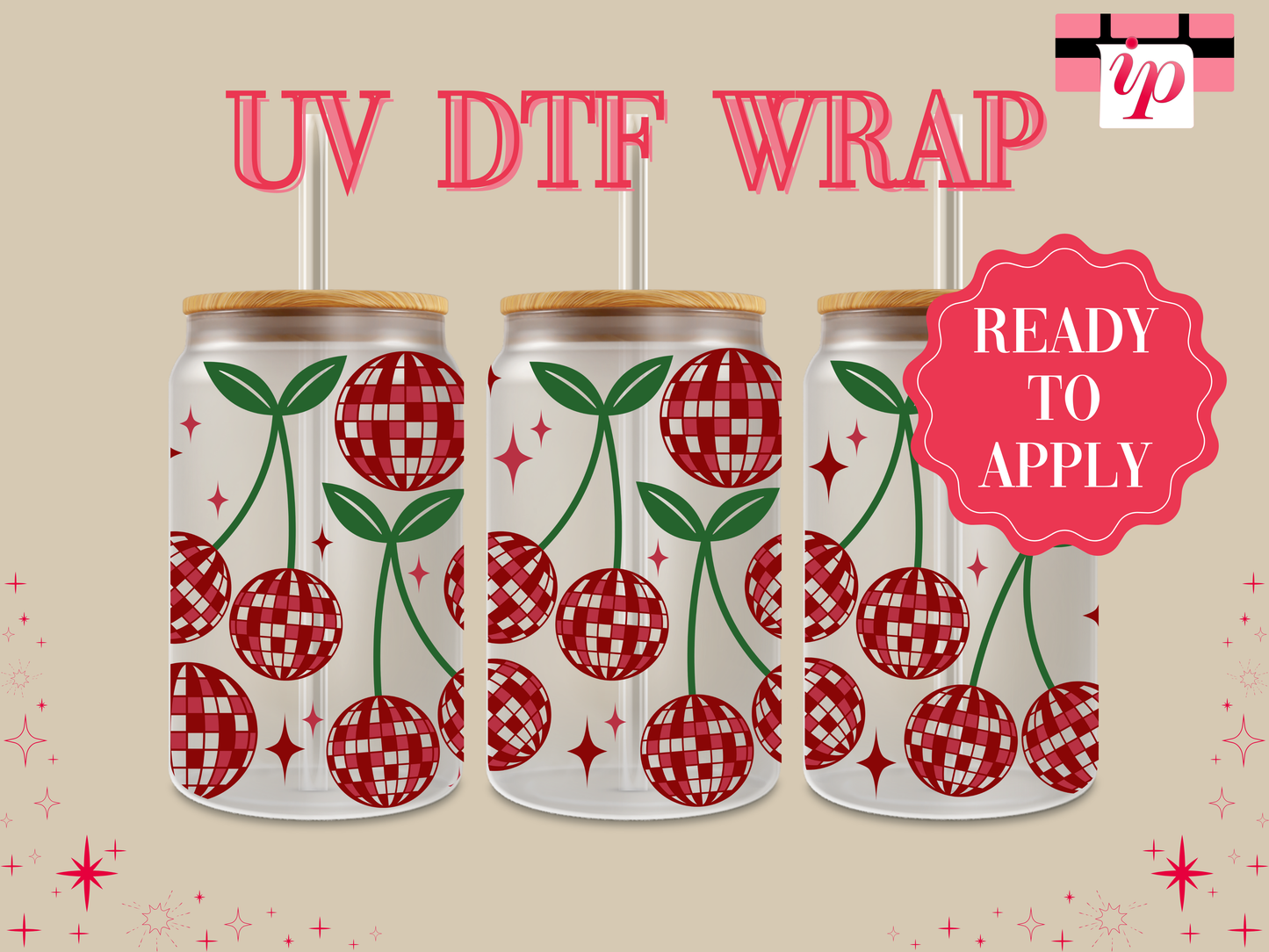 Disco Cherries UV DTF Wrap