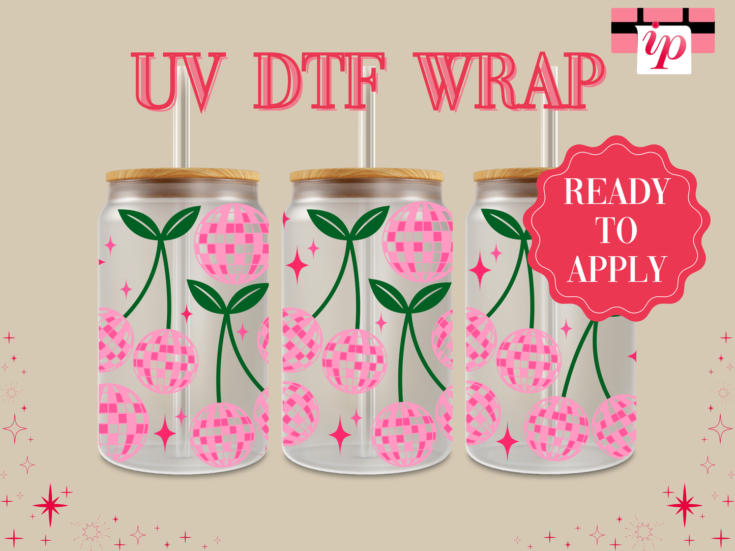 Disco Cherries UV DTF Wrap