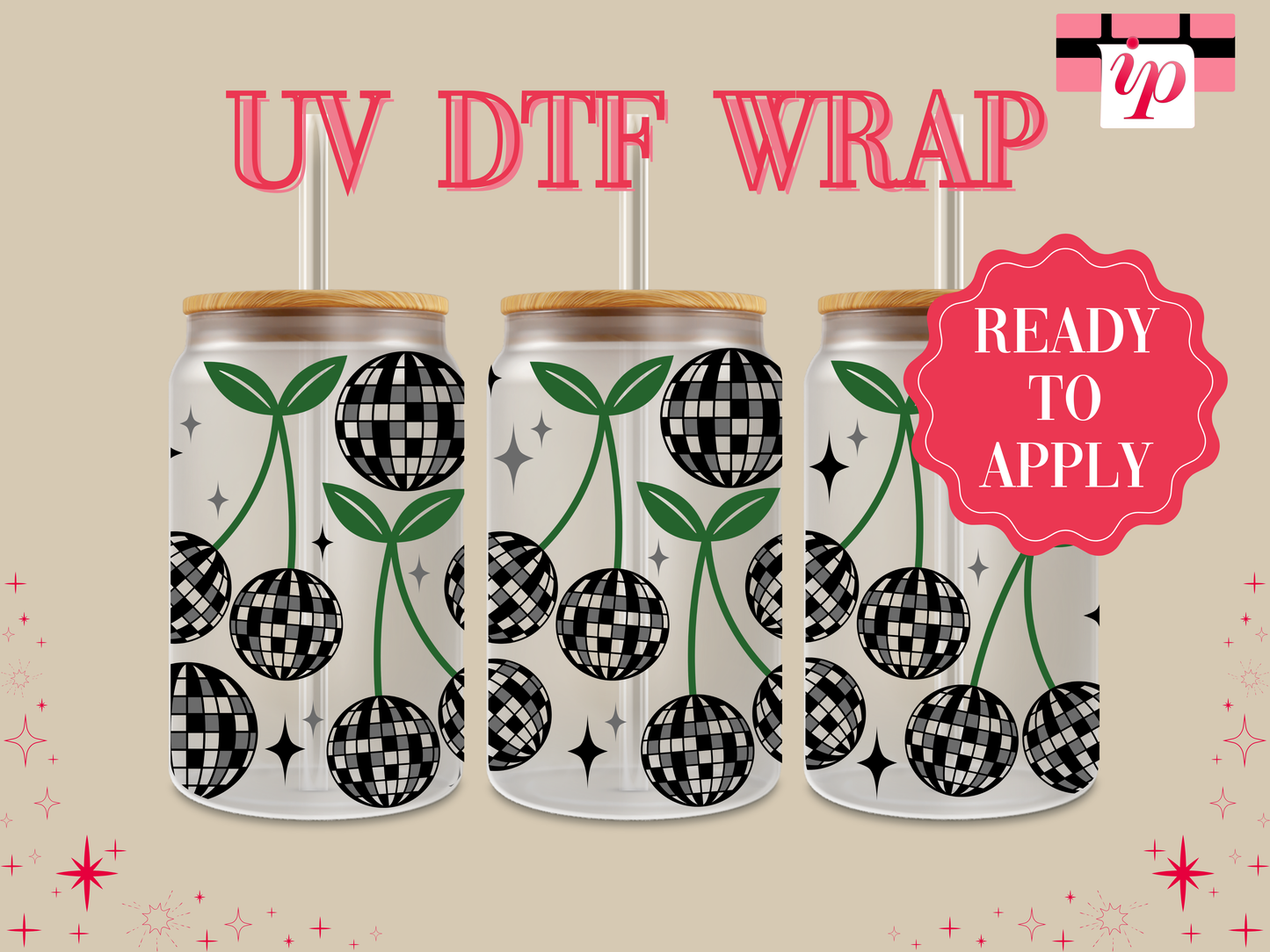 Disco Cherries UV DTF Wrap