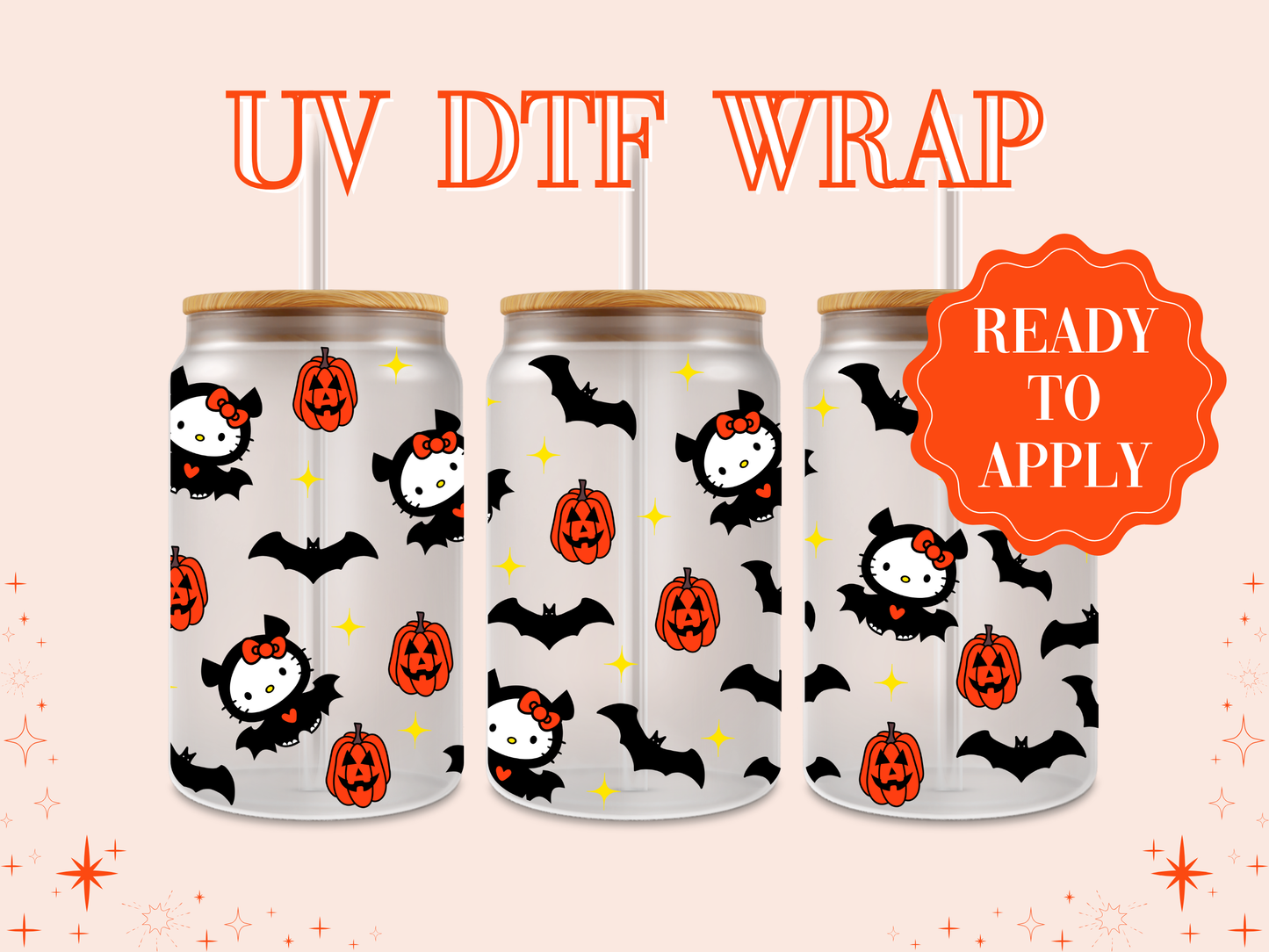 H K Pumpkins & Bats UV DTF Wrap