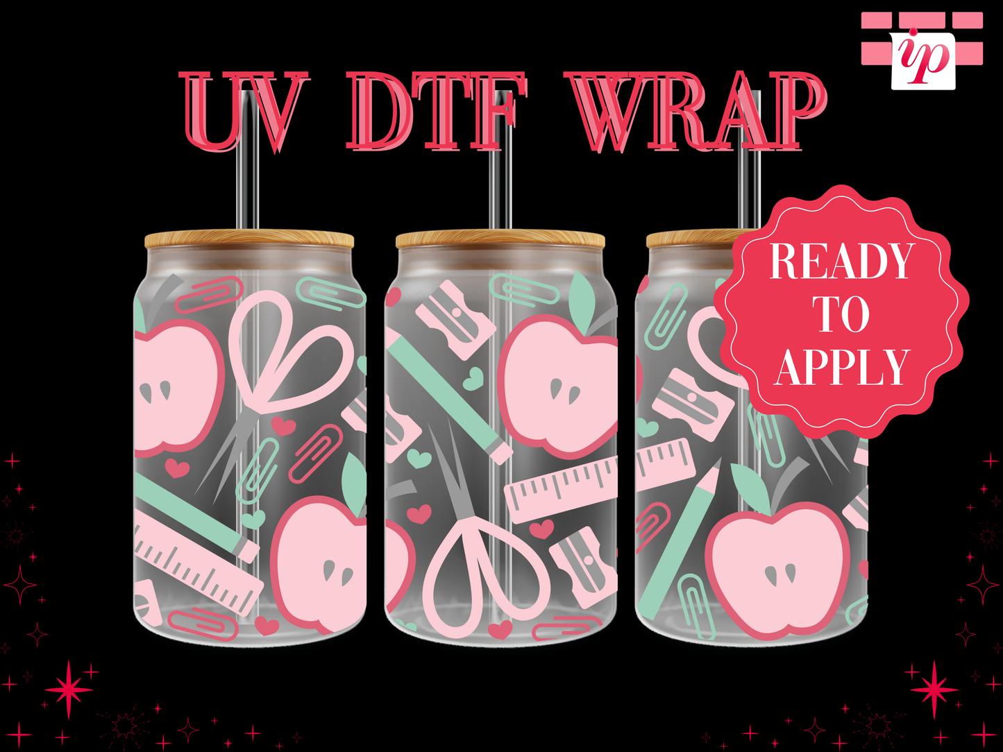 Apple Pencil Teacher UV DTF Cup Wrap