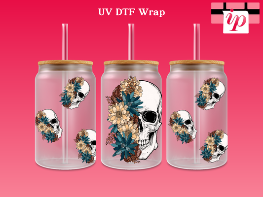 Floral Skull UV DTF Wrap