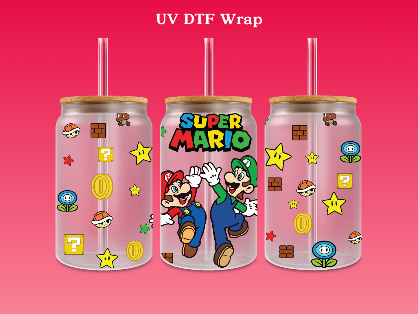 Mario & Luigi Icons UV DTF Wrap