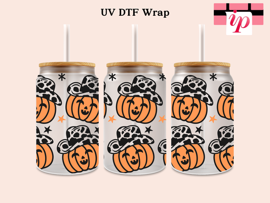 Cowboy Pumpkins UV DTF Cup Wrap