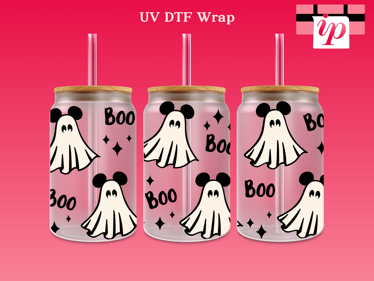 Mickey Ghosts Ears UV DTF Cup Wrap