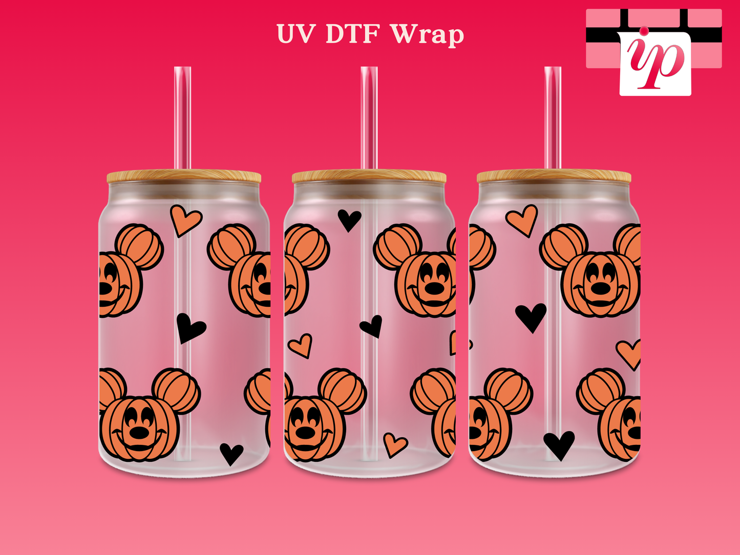 Halloween Pumpkins Mickey Ears UV DTF Cup Wrap