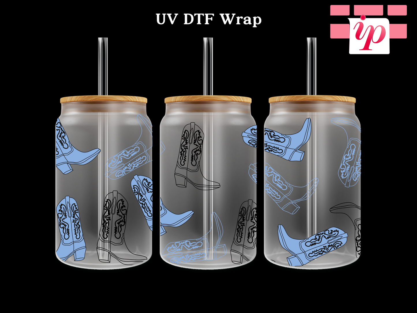 Scattered Cowgirl Boots  UV DTF Wrap