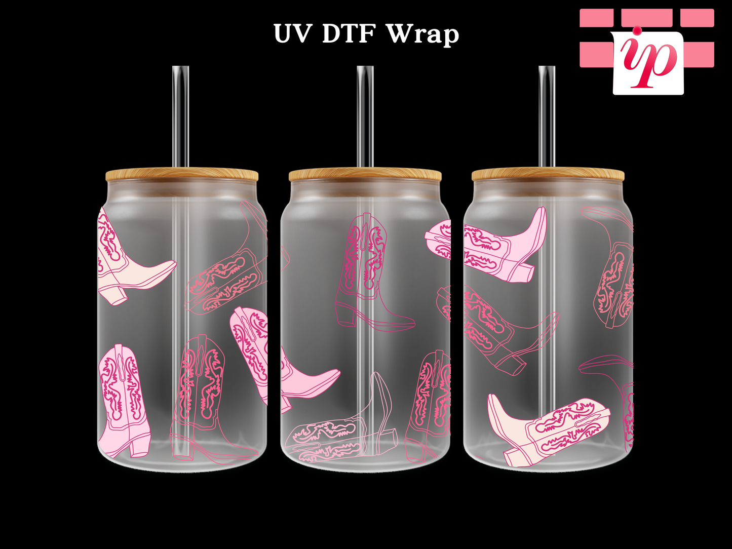 Scattered Cowgirl Boots  UV DTF Wrap