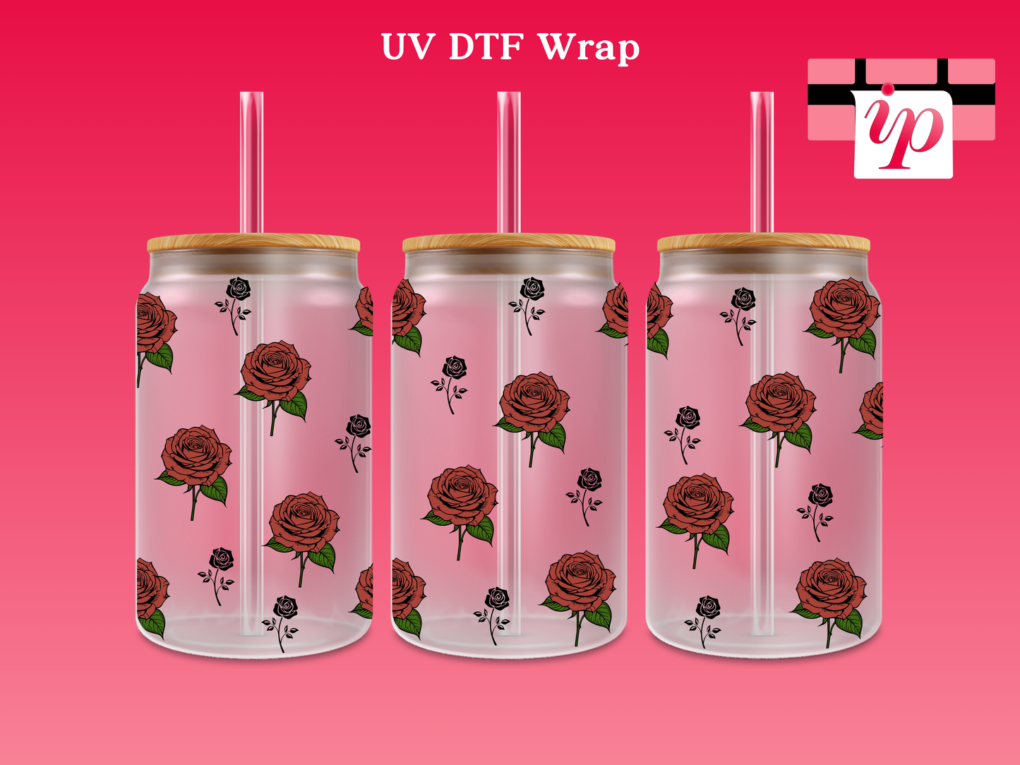 Rose Pattern UV DTF Wrap