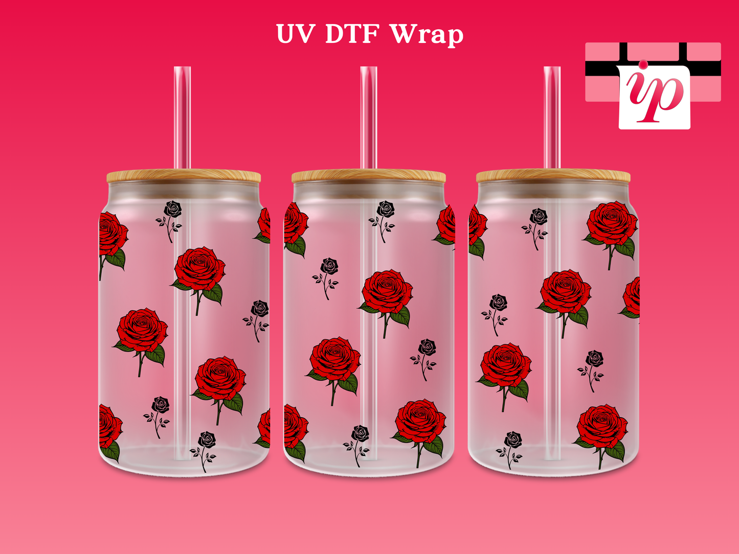 Rose Pattern UV DTF Wrap