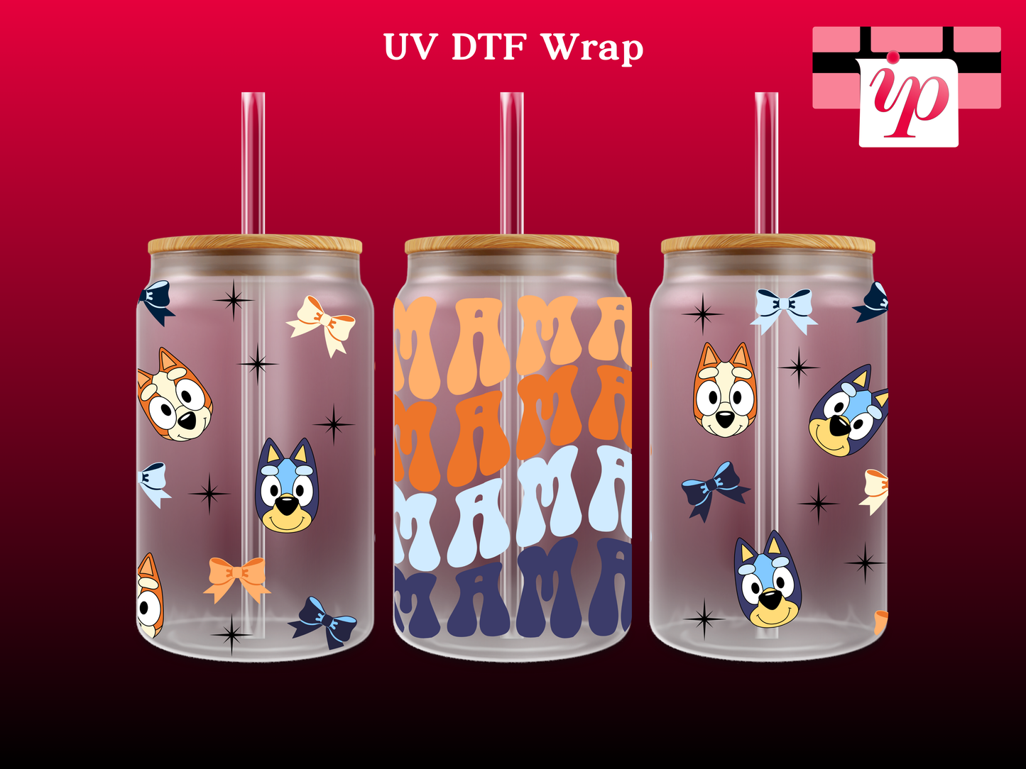 Mama Bluey Coquette UV DTF Wrap