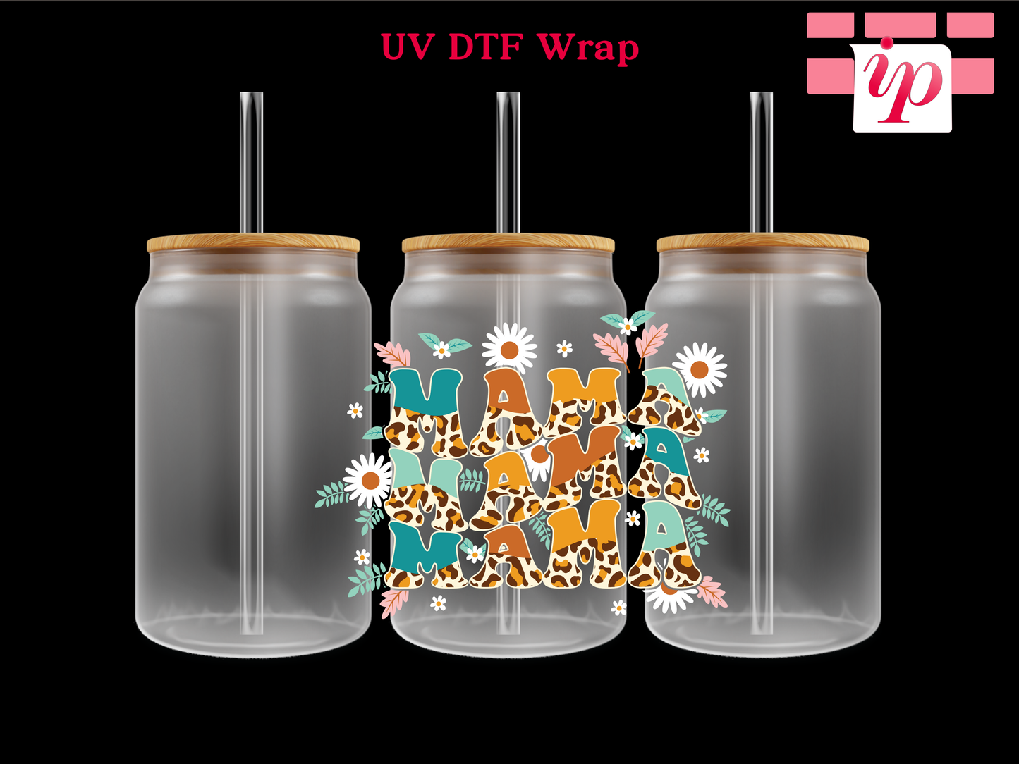 Mama Leopard Flowers UV DTF Decal