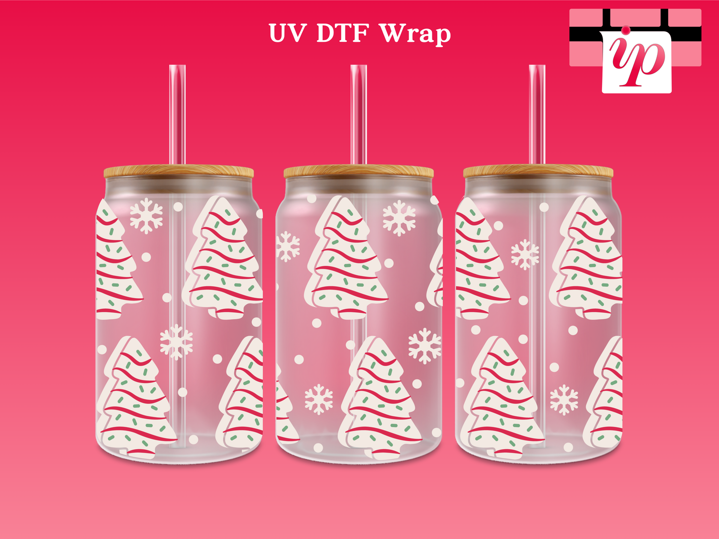 White Christmas Tree Cake UV DTF Wrap