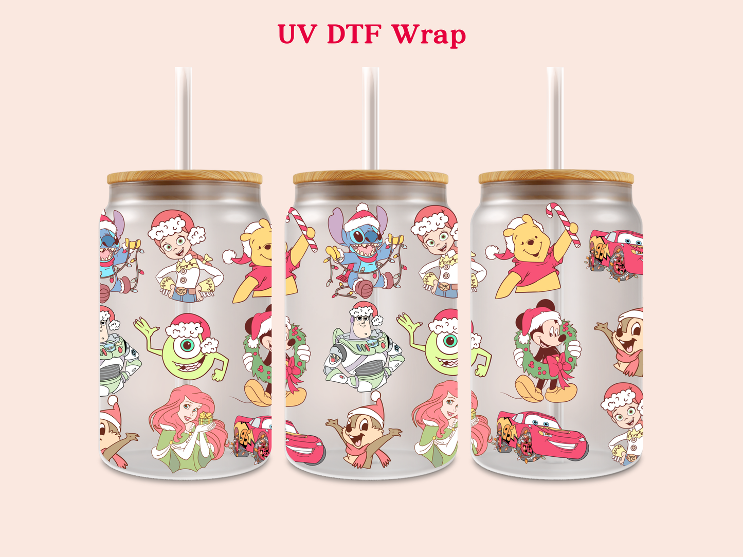 Christmas Hat Characters UV DTF Wrap