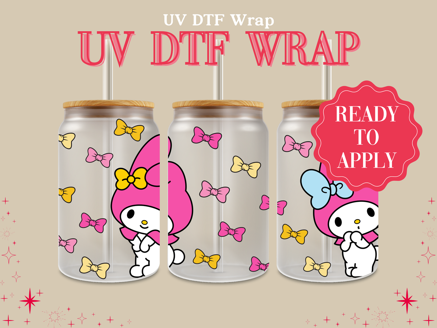 MyMelody HK Bows UV DTF Wrap