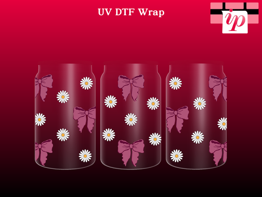 Flowy Bow and Daisies UV DTF Wrap