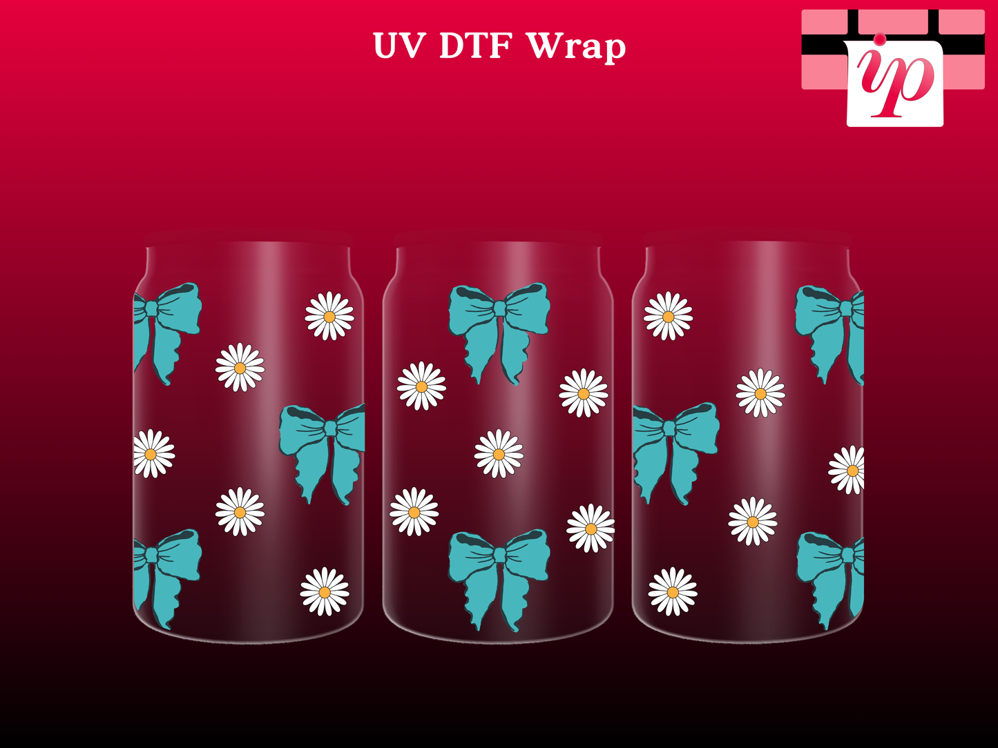 Flowy Bow and Daisies UV DTF Wrap