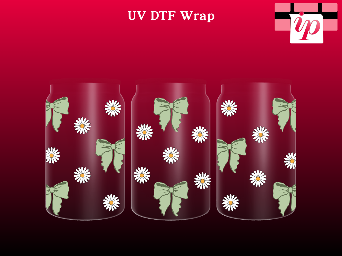 Flowy Bow and Daisies UV DTF Wrap