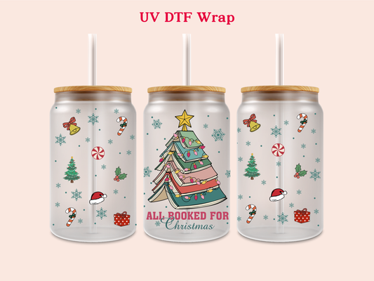 All Booked For Christmas UV DTF Wrap