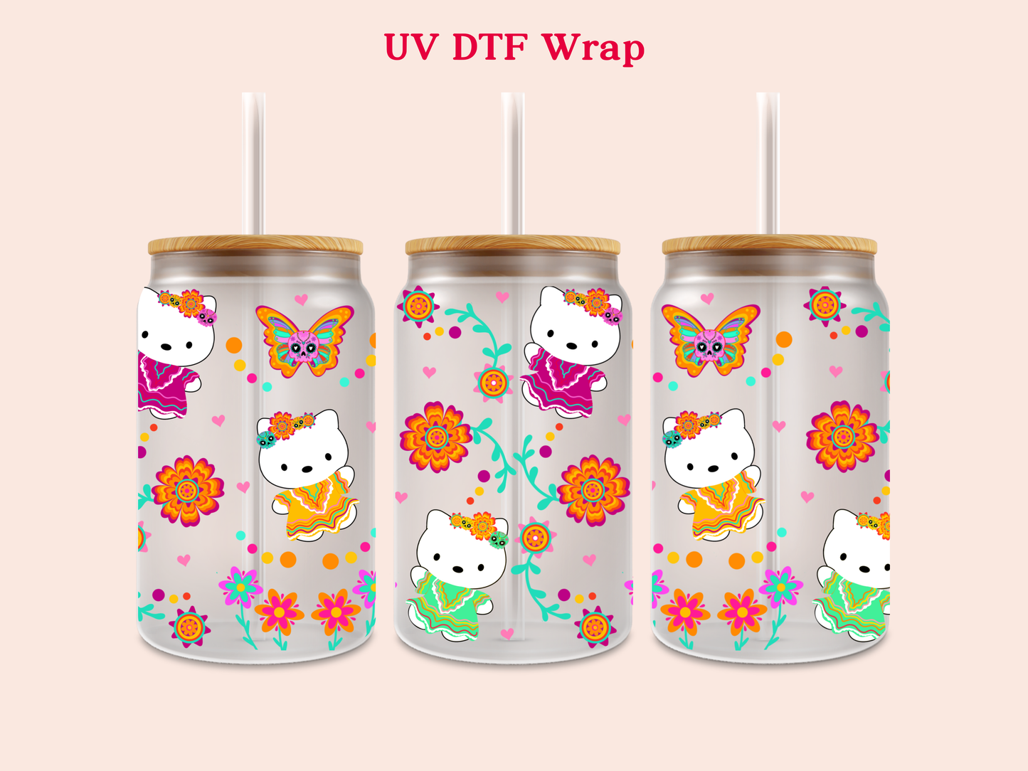 HK Dia de los Muertos UV DTF Cup Wrap