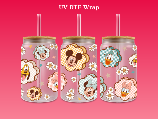 Mickey Characters Flower Candygrams UV DTF Wrap