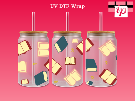 3 Book Pattern UV DTF Cup Wrap