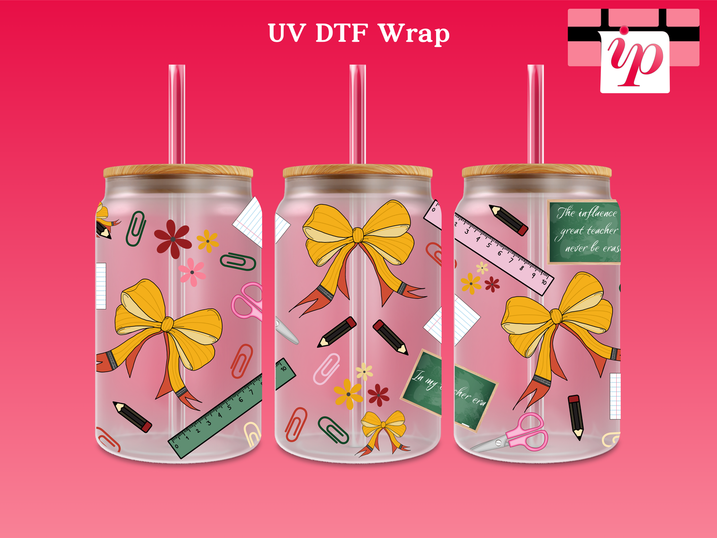 Yellow Pencil Bow Coquette UV DTF Wrap