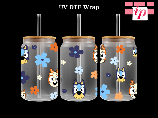 Bluey Flowers UV DTF Wrap