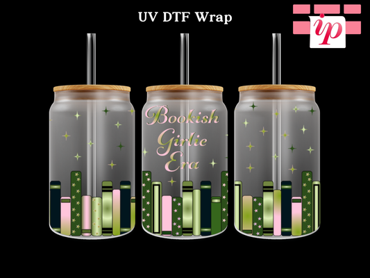 Bookish Girlie Era Pink & Green UV DTF Cup Wrap