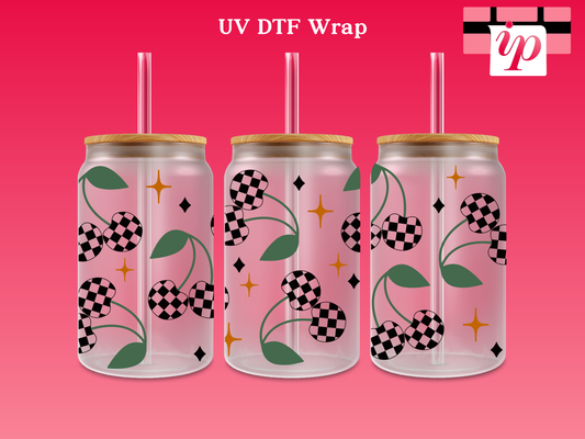 Checkered Cherries UV DTF Wrap