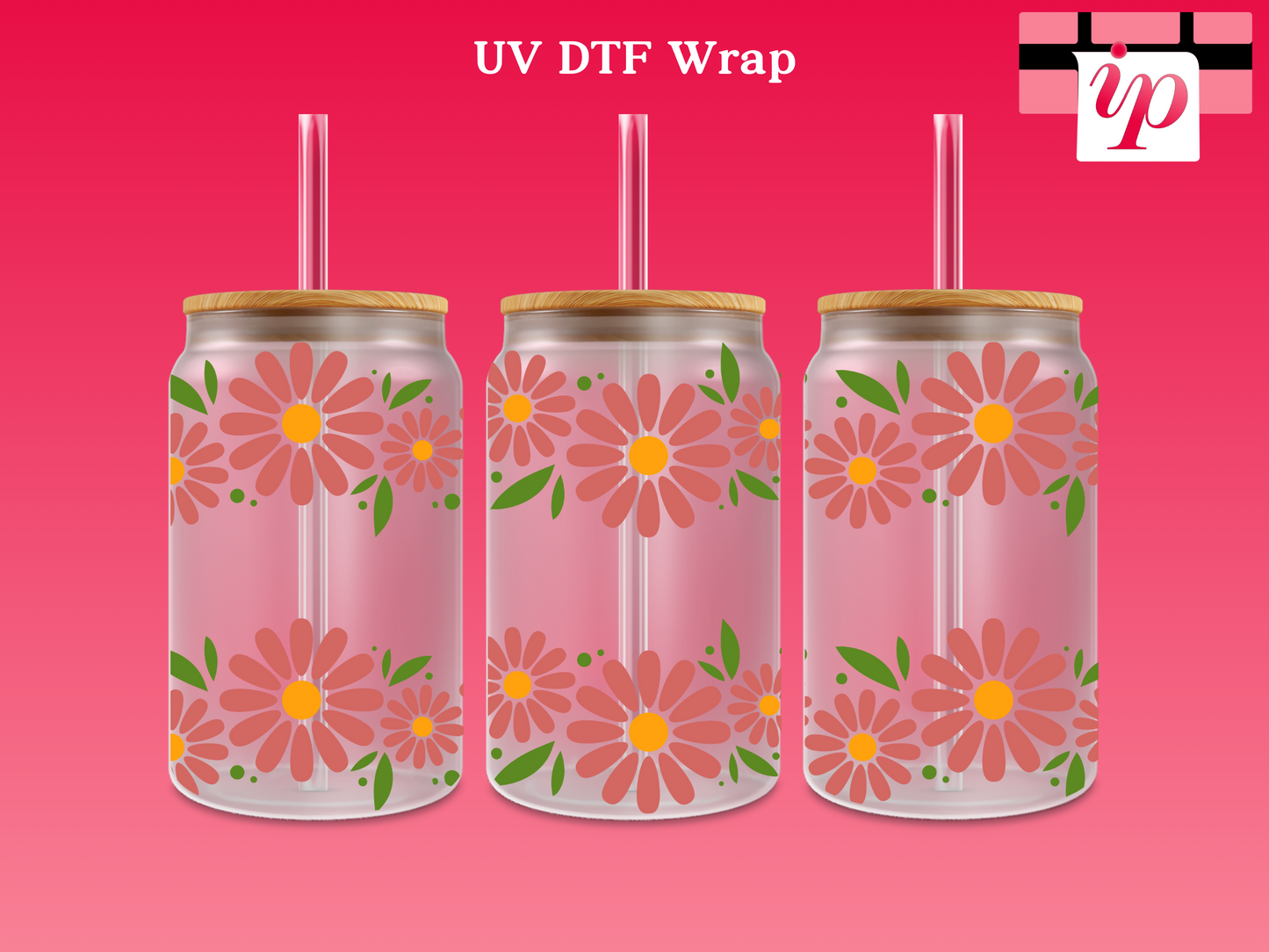 Daisies Cup Outline UV DTF Wrap