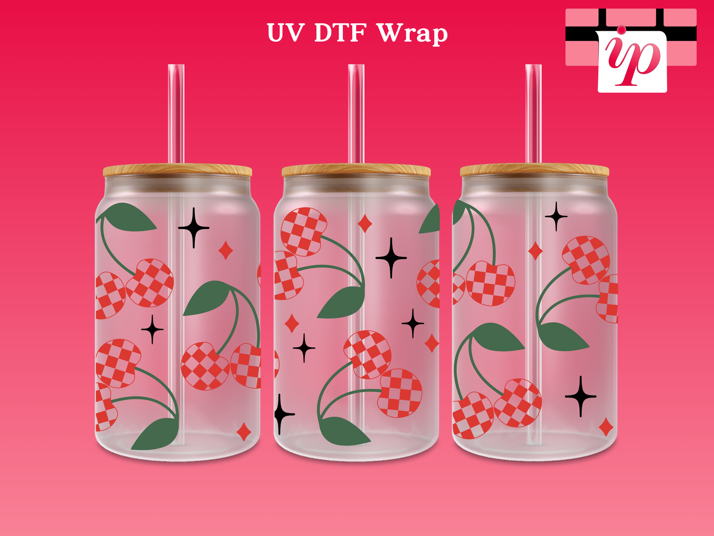 Checkered Cherries UV DTF Wrap