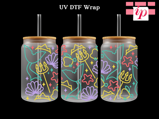 Mermaid Outline UV DTF Wrap