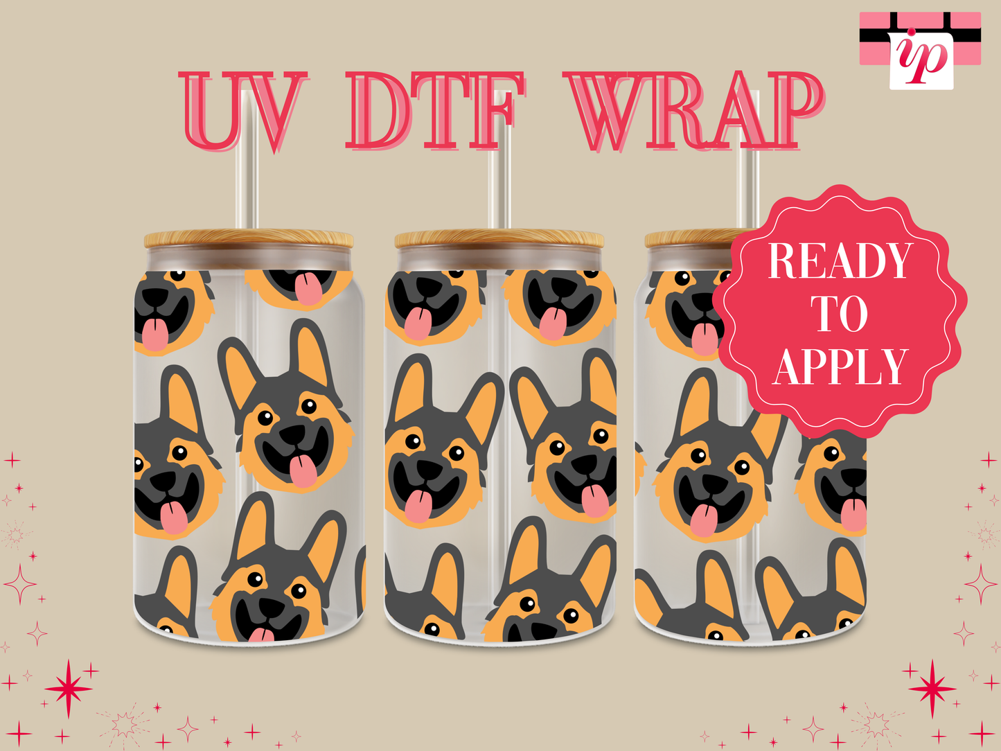 German Shepard UV DTF Wrap