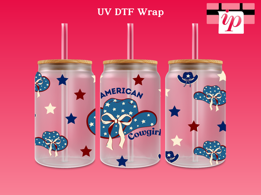 American Cowgirl UV DTF Cup Wrap