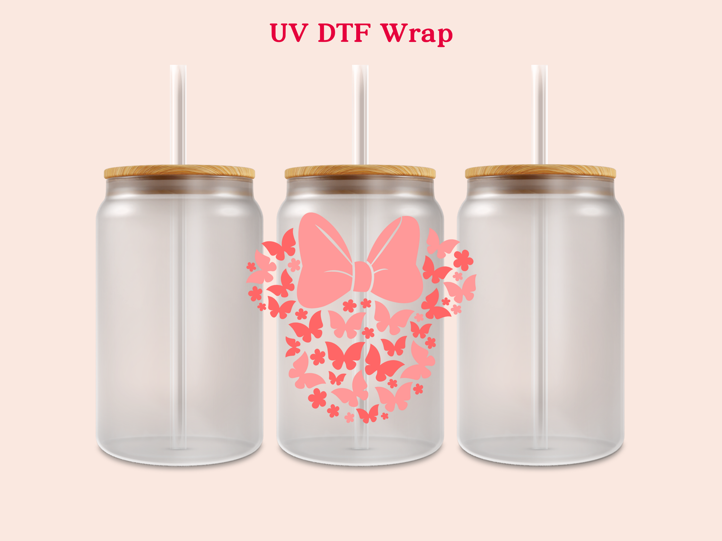 Minnie Butterflies UV DTF Decal