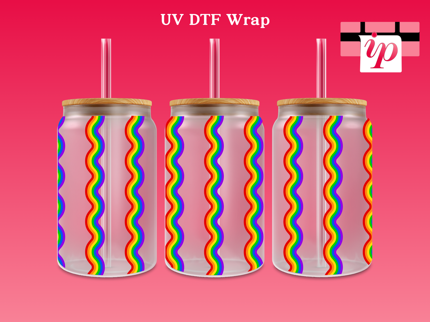 Squiggly Rainbow Vertical UV DTF Wrap