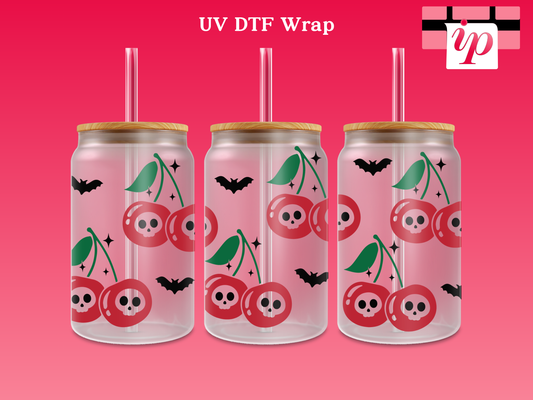 Skull Cherries 16 oz UV DTF Wrap