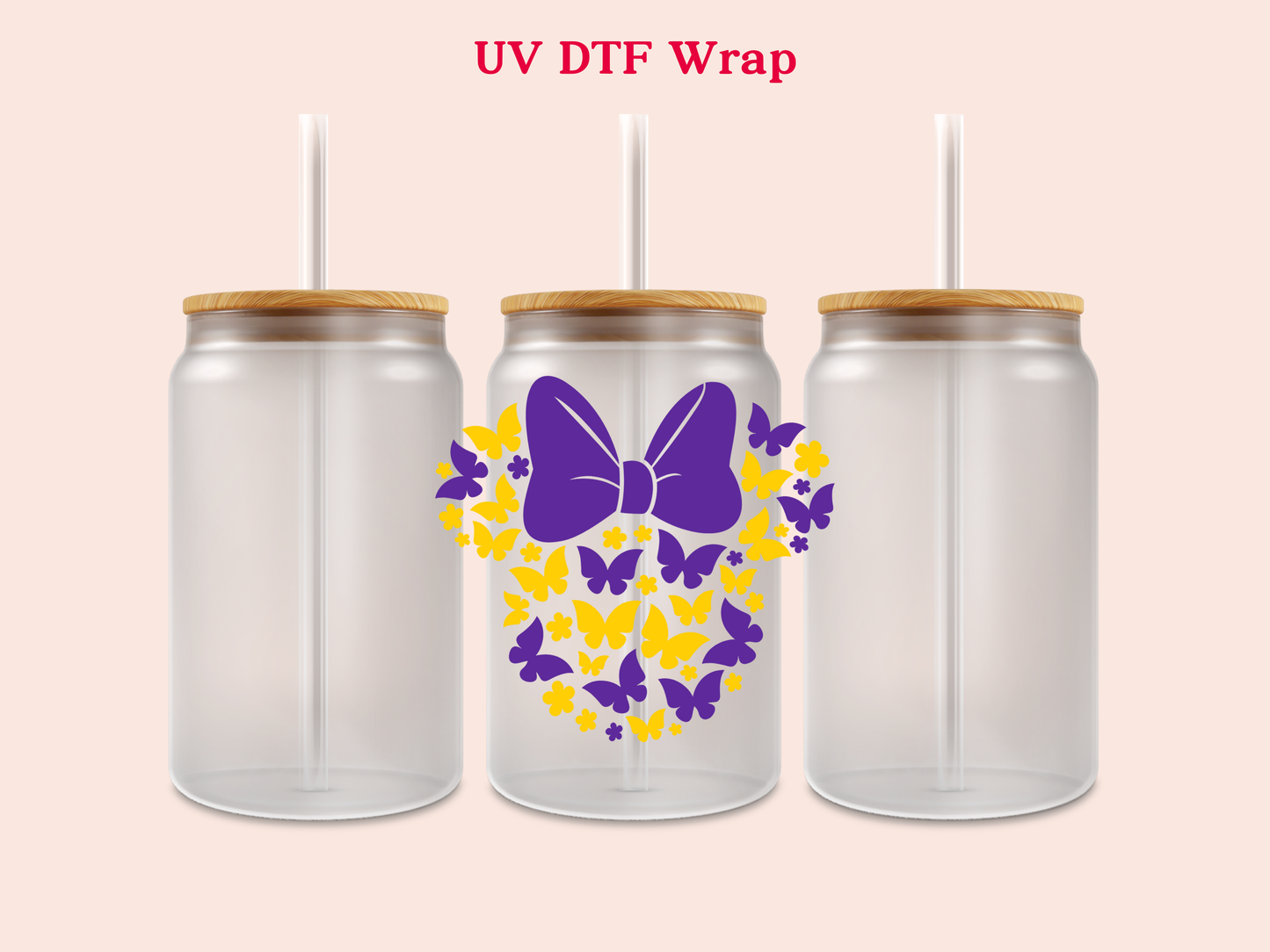 Minnie Butterflies UV DTF Decal