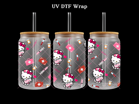 HK Pink Syringes UV DTF Cup Wrap