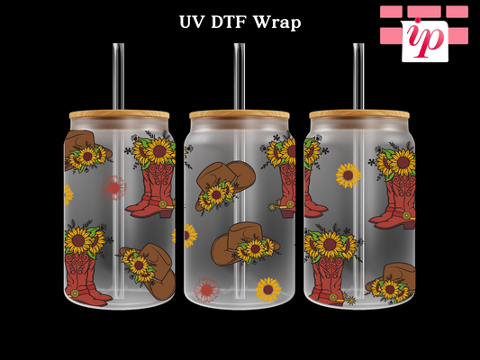 Sunflower Cowgirl UV DTF Wrap