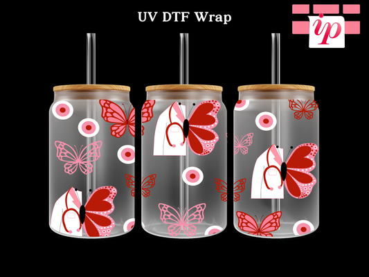 Medical Butterfly UV DTF Cup Wrap