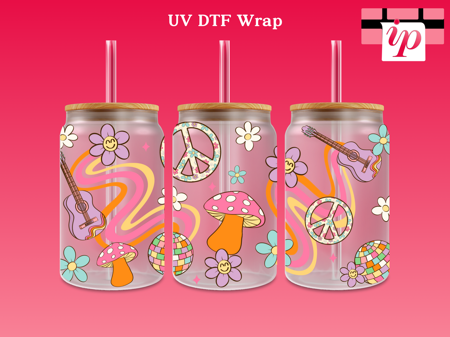 Groovy Mushroom Disco UV DTF Wrap