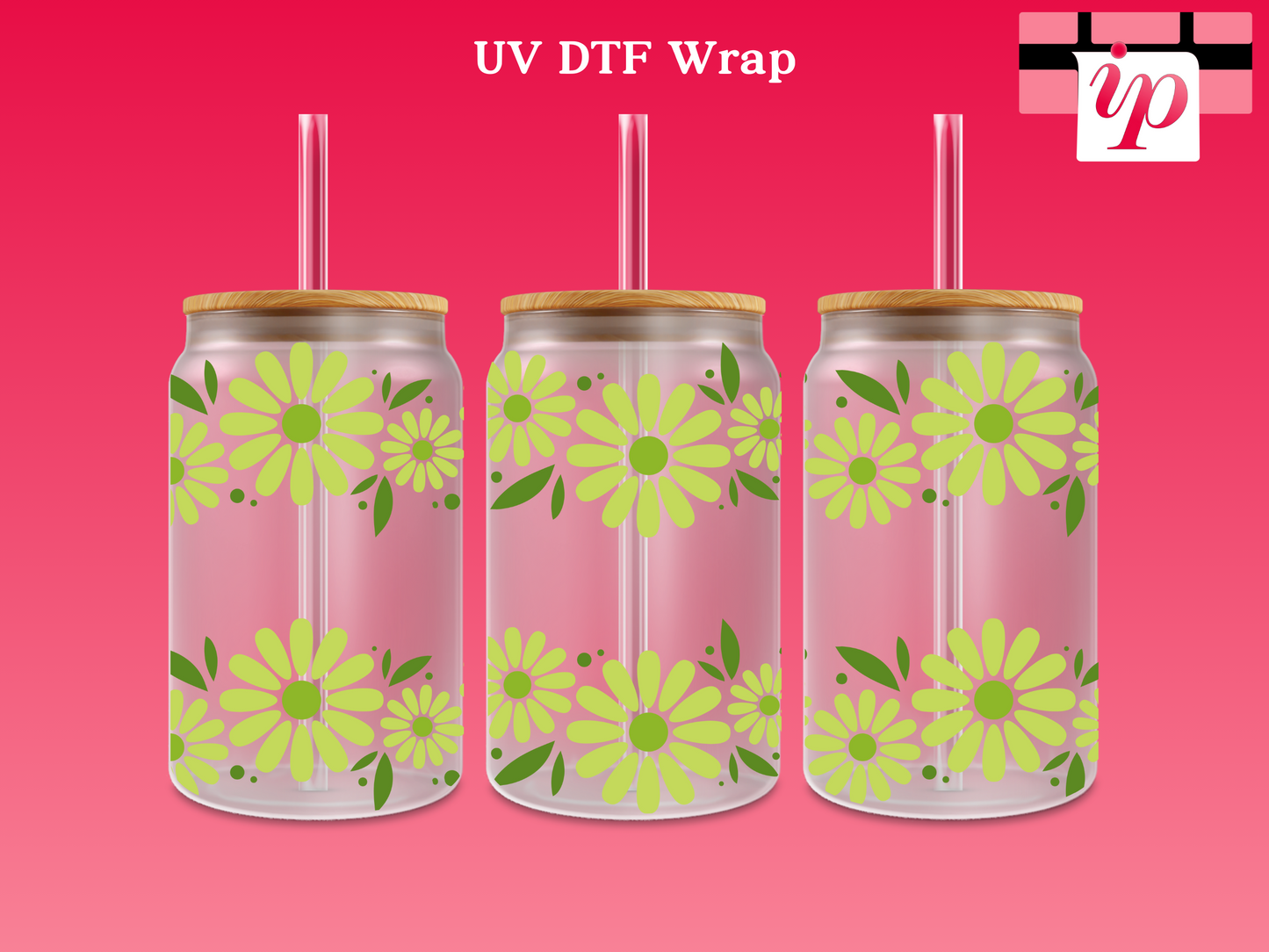 Daisies Cup Outline UV DTF Wrap