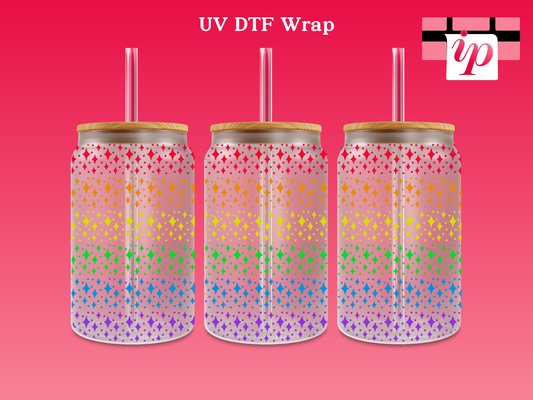 Rainbow Horizontal Stars UV DTF Wrap