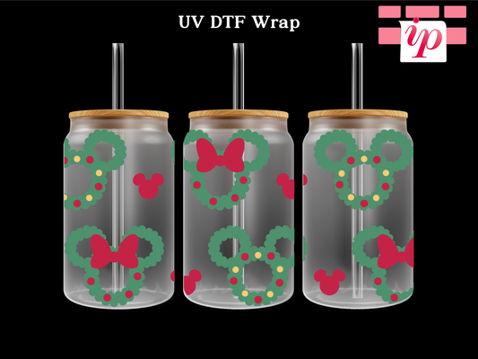 Christmas Wreath M Outline UV DTF Wrap