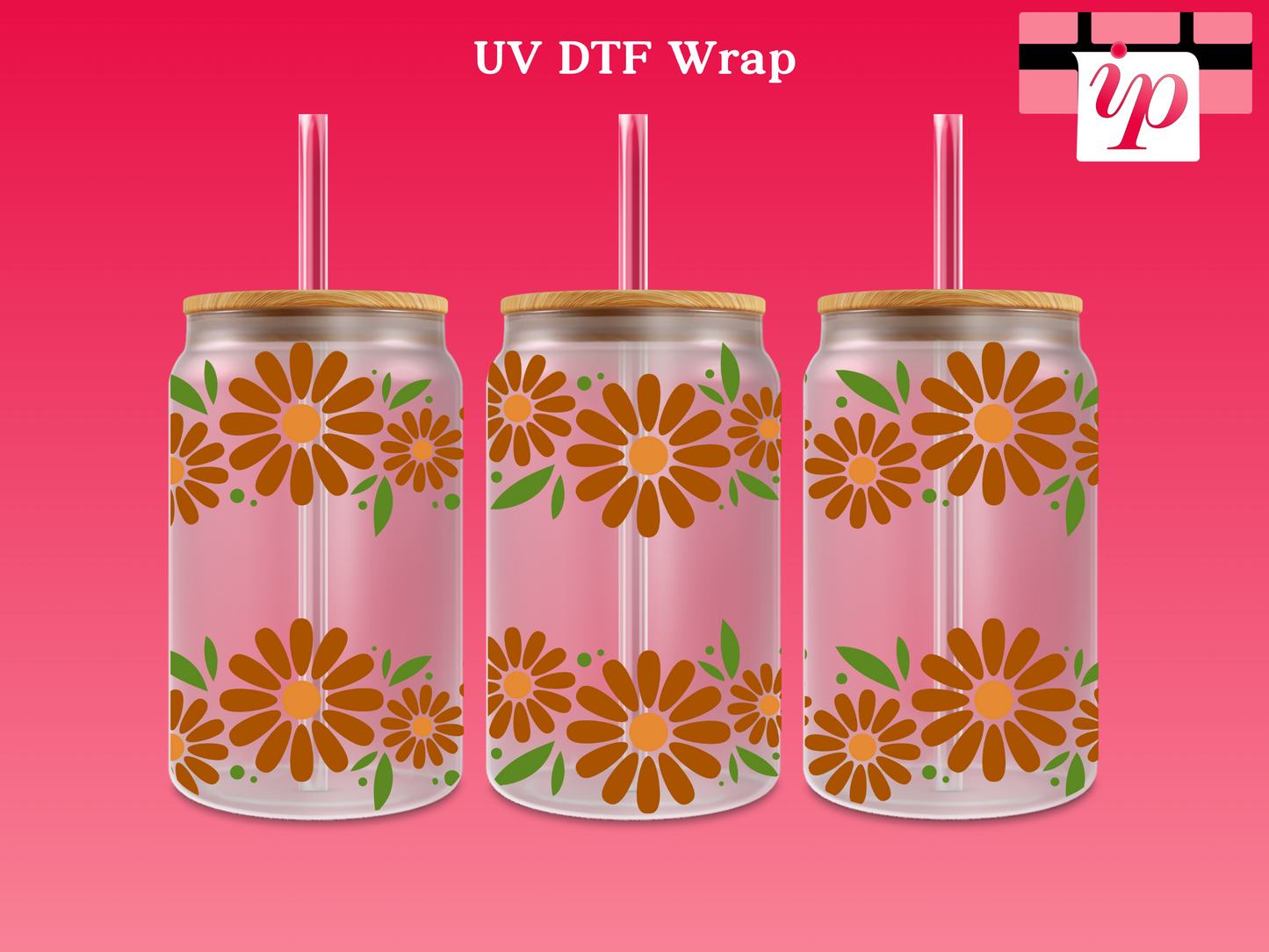 Daisies Cup Outline UV DTF Wrap