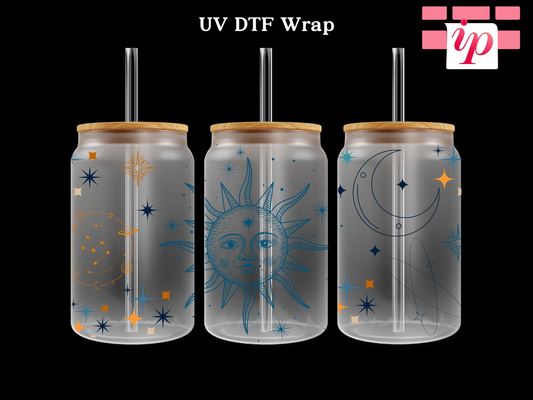 Sun & Moon Line Art UV DTF Wrap