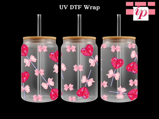 Coquette Heart Lollypops UV DTF Wrap